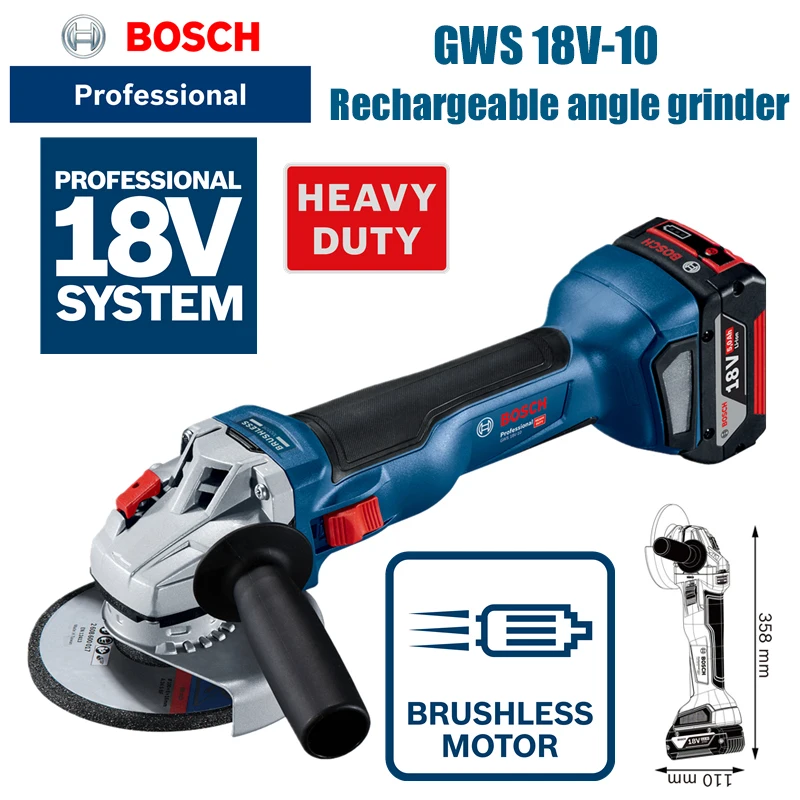 BOSCH GWS18V-10 lithium battery rechargeable angle grinder