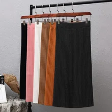 Осень Зима Новая юбка женская трикотажная Высокая талия бедра юбка леди элегантные однотонные Юбки трикотажные изделия офисная одежда Высокая эластичность