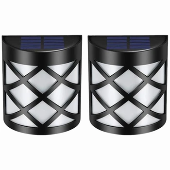 

2Pcs LED Solar Powered Night Light Lattice Design for Garden Pathway Patio Deck Yard Solar Outdoor Waterproof Wall Light