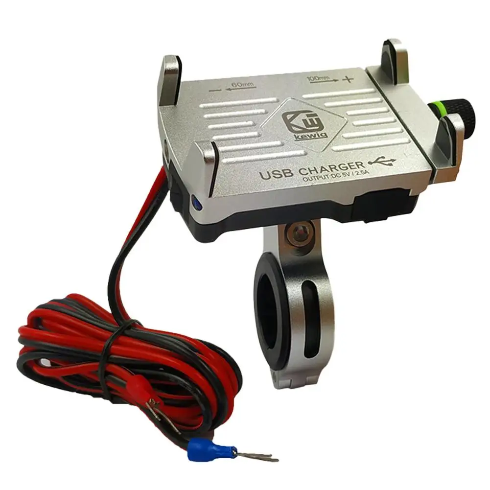 CNC алюминиевый держатель для телефона мотоцикла твердый стабильный велосипедный держатель для камеры держатель с 2.5A/QC3.0 3A USB быстрое зарядное устройство переключатель для iPhone - Цвет: 2.5A  Silver