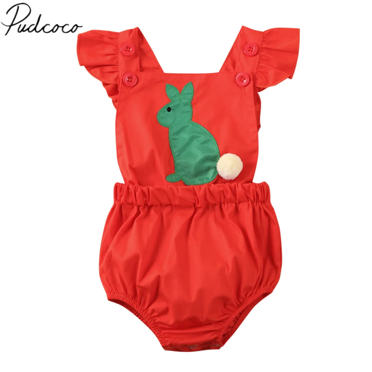 

2020 Baby Summer Clothing Infant Kids Baby Girls Easter Bunny Clothes Cotton Romper Ball Tail Jumpsuit Outfit 0-24M