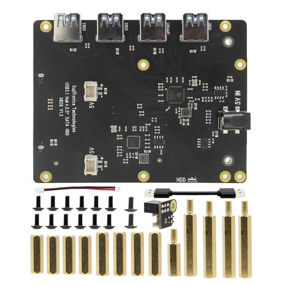 Raspberry Pi 4 Model B X828 USB3.0 2 5 &quotSATA HDD/SSD Штабелируемая плата хранения + usb хаб для 4B/3B +/3B/2B/B