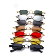

Fashion Small Rectangle Sunglasses Metal Frame Vintage Hip Hop spectacles Unisex Brand Goggles Red Yellow Retro Shades Uv400