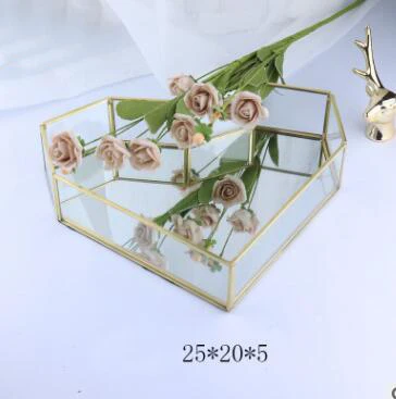 Любовь в форме сердца Геометрическая стеклянная шкатулка для украшений стеклянная коробка кольца уникальная Свадебная шкатулка для украшений кольцо для свадебного украшения - Цвет: 25x20x5cm