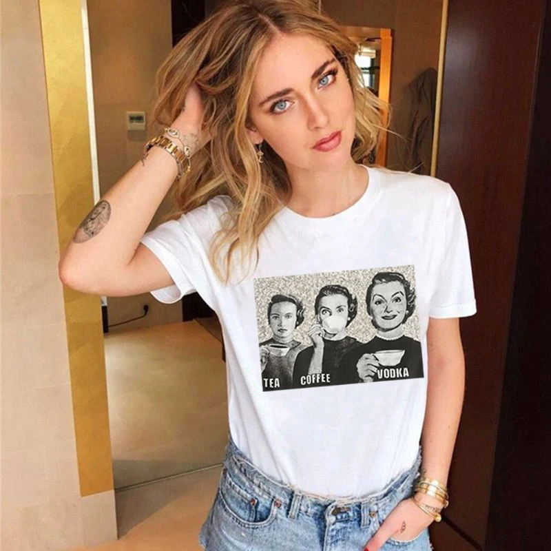 

White trend element pattern print women's polo shirt round collar can not afford ball breathable Hamont Blaine