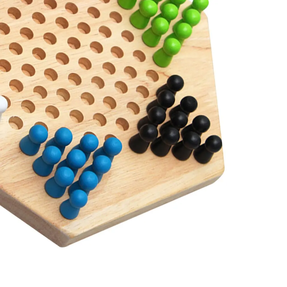 Most Popular Traditional Hexagon Wooden Chinese Checkers Family Game Set