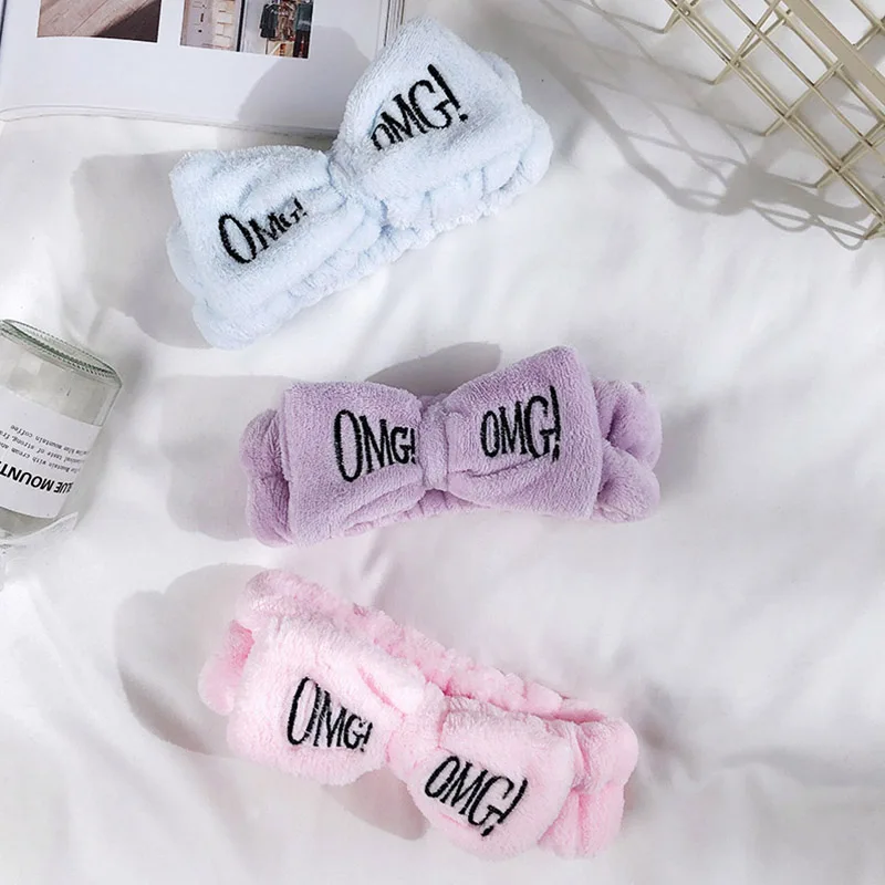 Рождественская мода "OMG" коралловые флисовые повязки для волос мягкие повязки для волос с бантом головные уборы