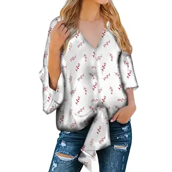 

Christmas style Print custom made Hawaiian Shirt For Girls Beach Casual Women Shirt Top Fashionable Ladies Chiffon Top