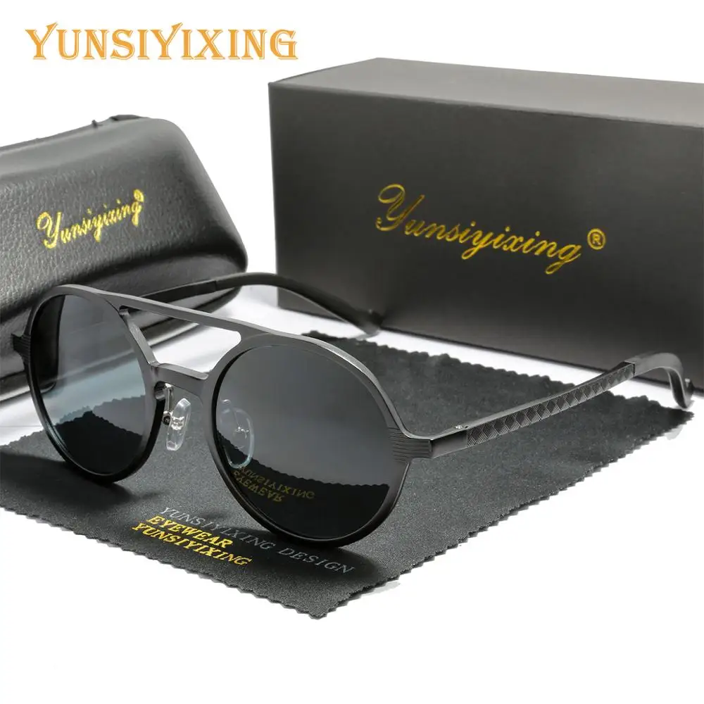 

YSYX Aluminium Men's Sunglasses Polarized Round shape Retro Resin glasses Anti-glare Driving Men/Women Glasses Accessories 8200