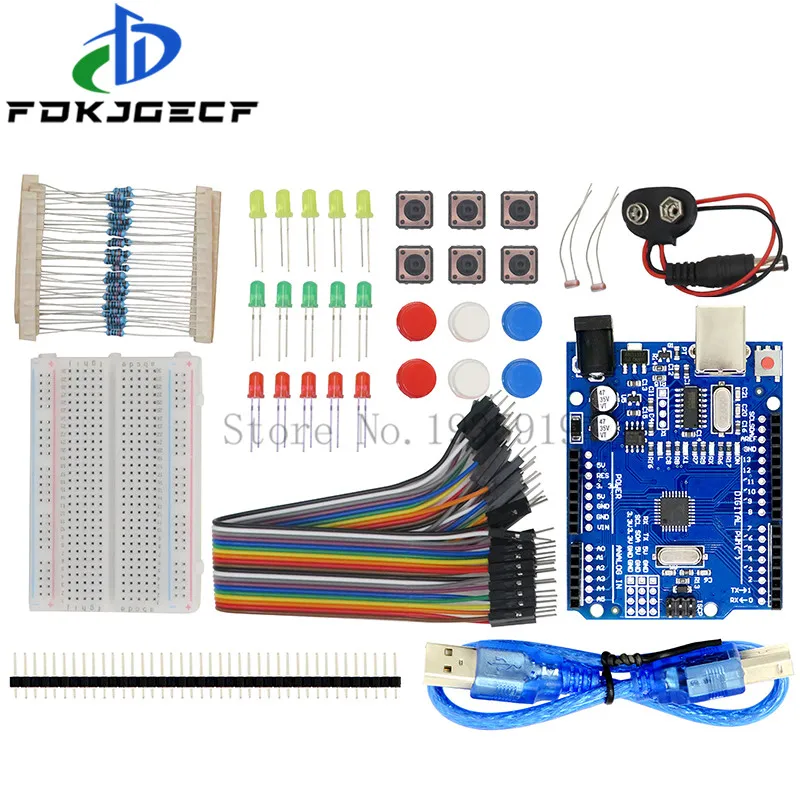 Starter Kit 13 In 1 Kit Nuovo Starter Kit Mini Breadboard Led Jumper Wire Button Per Arduino Compatibile Con Per Uno R3