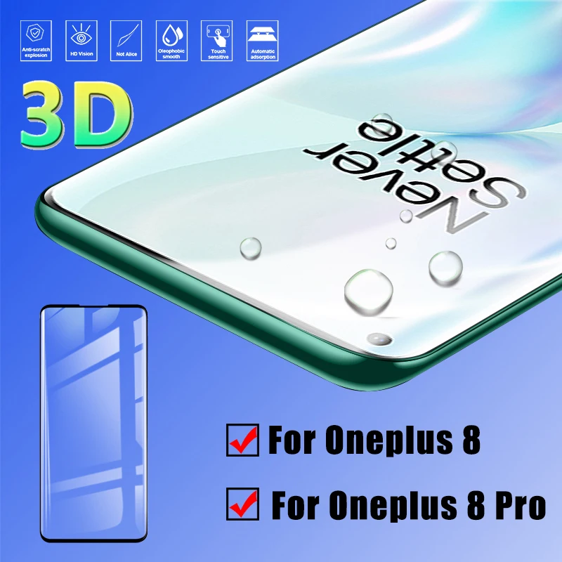 

UV Full Glued Curved For Oneplus 8 7T Pro Tempered Glass Screen Protective Glas On For OnePlus 7 t7Pro one plus8 pro Screen Film