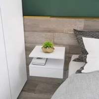 HOMCOM набор из 2 плавающих прикроватных столов с 1 выдвижным ящиком и полкой 35x32x22,5 см — изображение 5