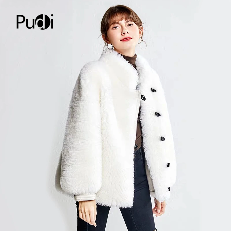 PUDI C407004 Женское зимнее натуральное шерстяное меховое пальто, теплая куртка, пальто для девушек, длинное пальто, куртка, пальто