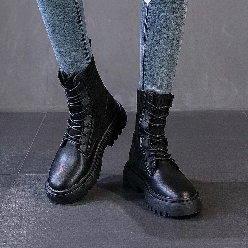 

Martin Boots Women's 2019 New Style Short Boots Spring And Autumn Single Boots Online Celebrity Korean-style Versatile INS Socks
