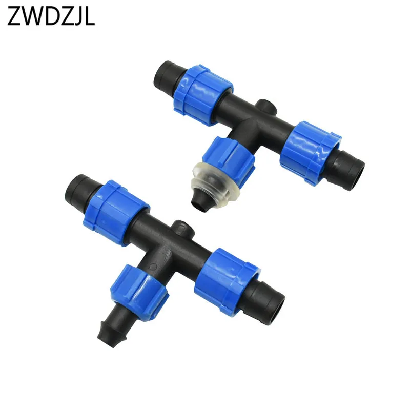 

Drip irrigation 16mm drip tape tee connector screw 2 way water splitter Thread locking drip tape for irrigation 1pcs