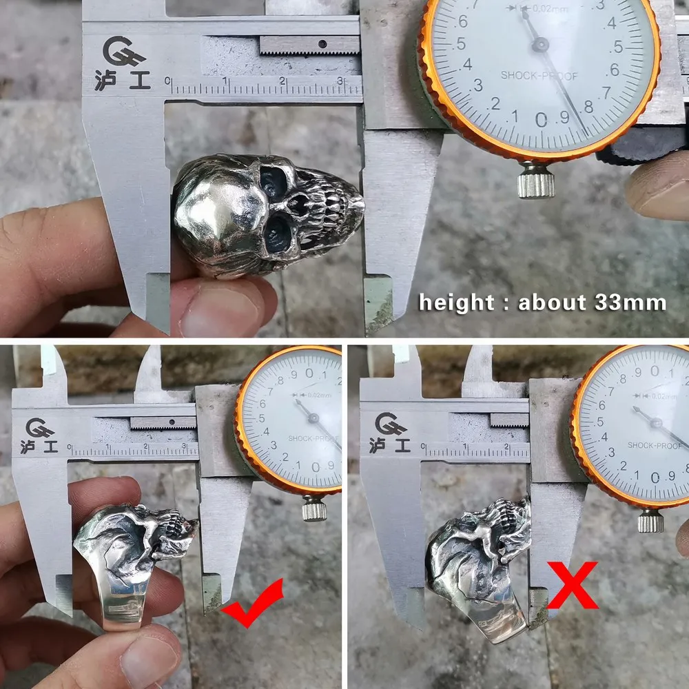 Comprar LINSION 925 Plata de Ley anillo de calavera de alto detalle para hombre anillo punk del motorista TA50 US Tamaño 7 ~ 15