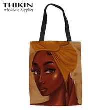 THIKIN африканская американская принцесса Женская Повседневная Сумка-тоут повседневное использование на одно плечо для покупок сумки женские хлопковые летние пляжные сумки