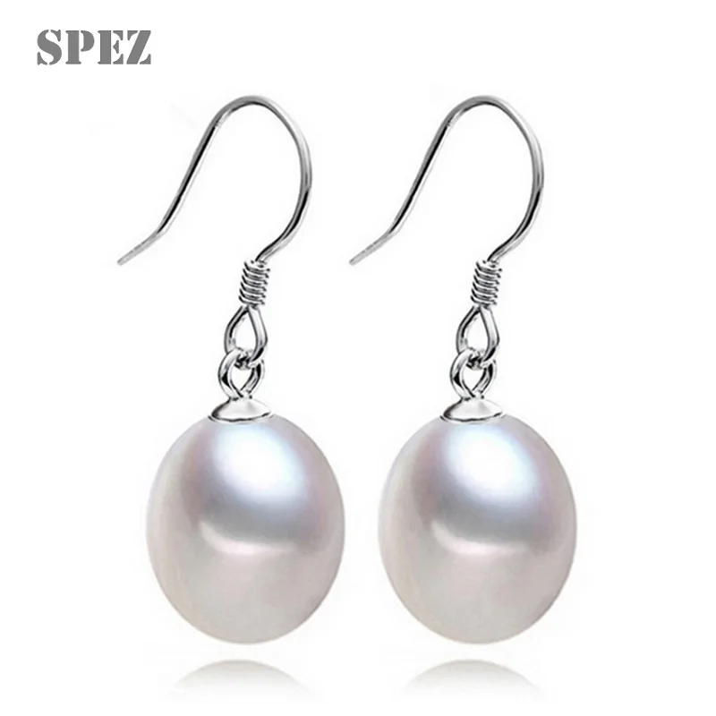 

silver pearl earrings Natural Freshwater pearls 8-9mm High Quality 925 Sterling drop earring jewelry for women gift SPEZ