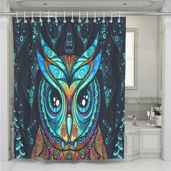 

A Owl 3D Shower Curtain Bathroom Waterproof Polyester Printing Curtains for Bathroom Shower Hooks