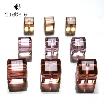 

100pcs/Bag Cube Loose Spacer Beads Jewelry Making Mix Colors 4x4mm 6x6mm 8x8mm Crystal Glass Beads Facet Square Shape