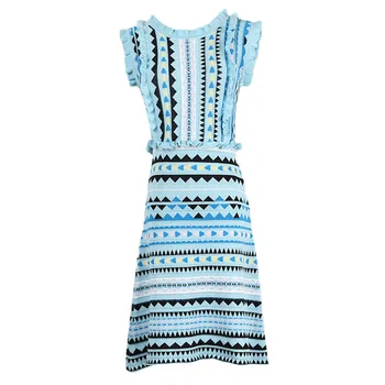 

Makuluya Elegant Ruffled Classic CC Palace Lovely Cute New Stripe Cordiform Sleeveless Knitted Women Sweet Modern Dresses LMSL6