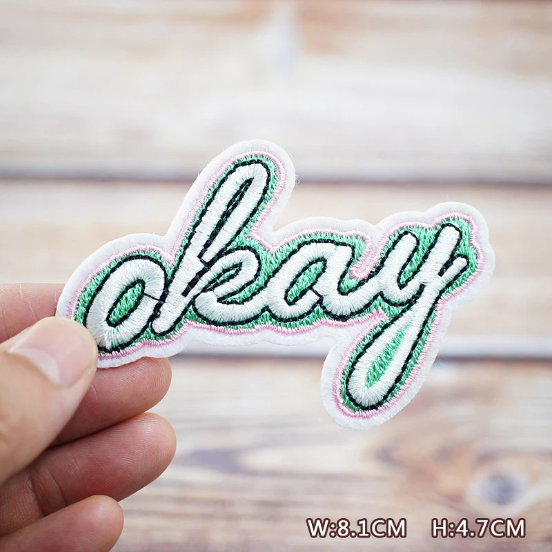 Lucky Girl Okay DIY Patches Embroidery For T-Shirt Iron On Appliques Clothes Jeans Stickers Badges Parche Japanese Fish