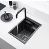 Hidden black Kitchen sink Single bowl Bar Small Size sink Stainless Steel Balcony sink Concealed black kitchen sink Bar sink 2