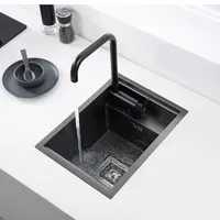Hidden black Kitchen sink Single bowl Bar Small Size sink Stainless Steel Balcony sink Concealed black kitchen sink Bar sink 2