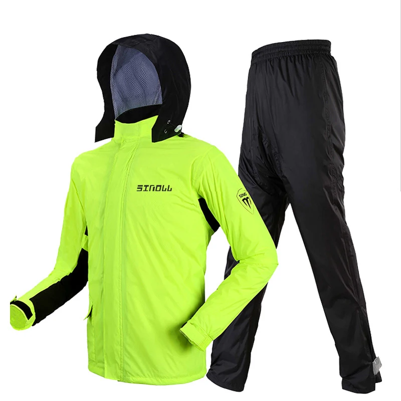 Motorcycle raincoat men's motorcycle raincoat set cap pocket riding reflective waterproof