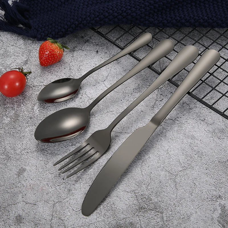 US $30.18 Cutlery Dinnerware Set Gold Tableware Cutlery Set 24 Piece Black Dinnerware Sets Kitchen Forks Knives Spoons Kit Dinnerware Set