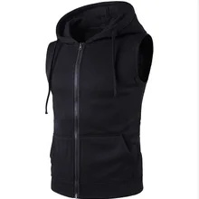 Стиль Модный брендовый мужской жилет с капюшоном на молнии и карманом