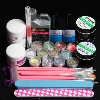 

Fiveart UV GEL Acrylic Powder Top Coat Nail Pen Brush Sanding File Nail Art Kit