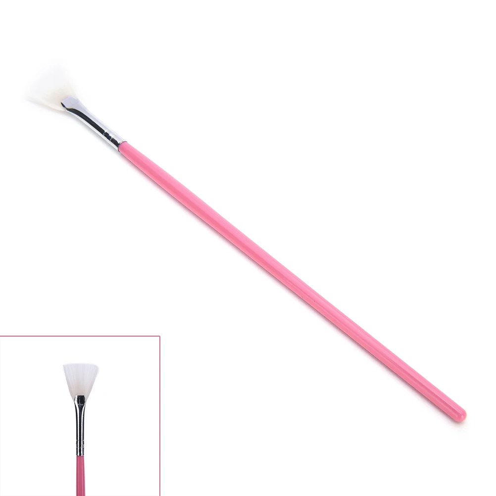 1 PCS Pink Fan Shape Brush Nail Art Pen Painting Drawing Glitter Gradient Brushes