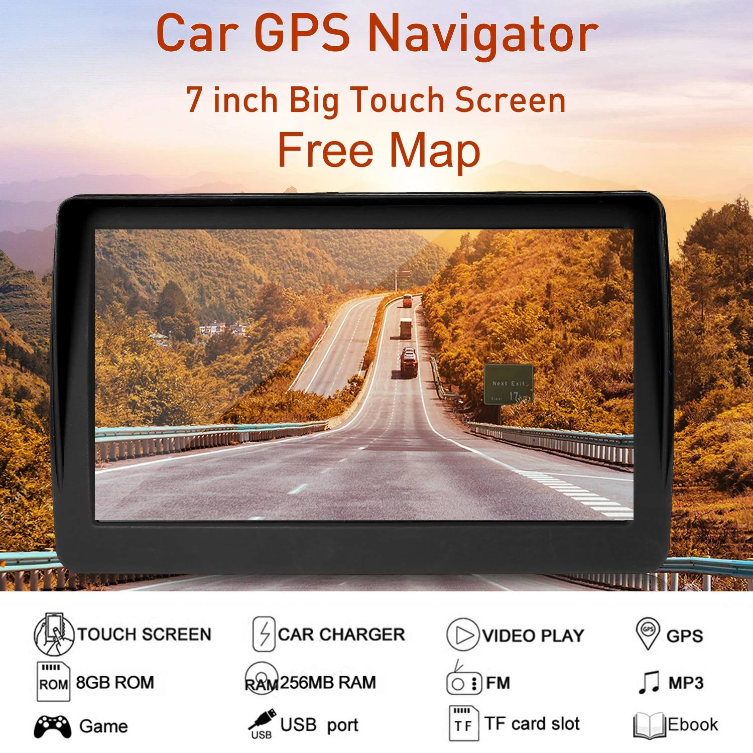 Портативный gps навигатор " HD сенсорный планшет gps навигация 8 Гб 256 Мб автомобильный стерео аудио плеер с задней поддержкой+ карта