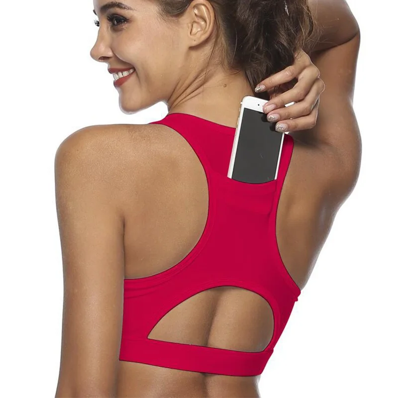 Cloud Hide Women Sports Bra with Phone Pocket Compression Push Up