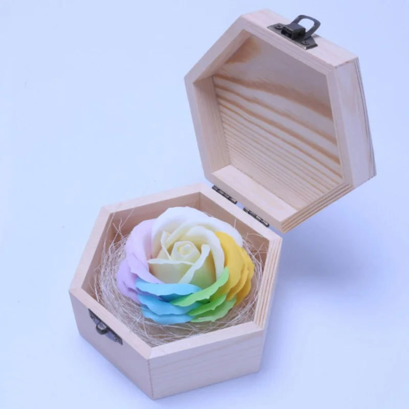 

Valentine's Day Gift Romantic Wooden Soap Flower Jewelry Gift Box Eternal Custom Wedding Birthday Storage Box
