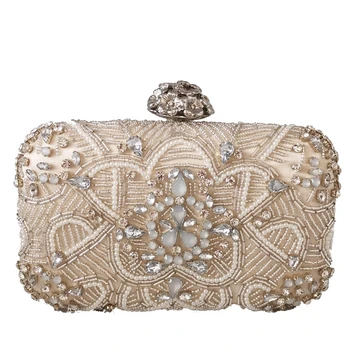 

FGG clutch bag European and American dinner bag flower bead embroidery clutch bag party evening bag chain bag mobile phone bag
