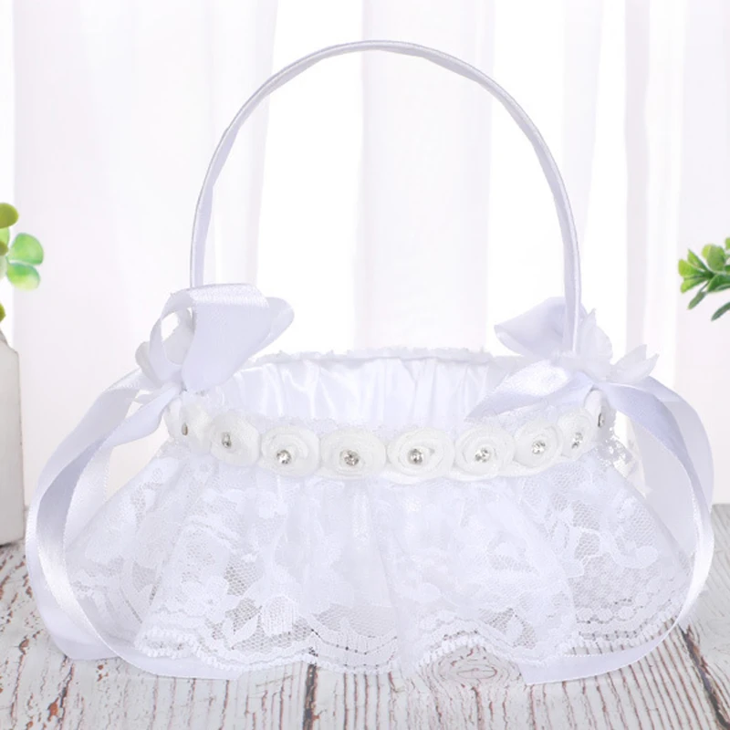 

1pc Flower Basket 13.0x18.0cm Wedding Supplies Flower Baskets Simulation Petals Party Home Table Decor Gift