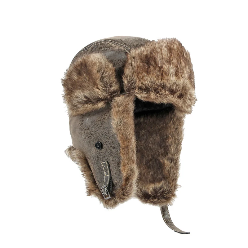 Peicees Sombrero de aviador y gafas de trampero, accesorios de disfraz,  gorra de soldado Ushanka con solapa de piel para orejas