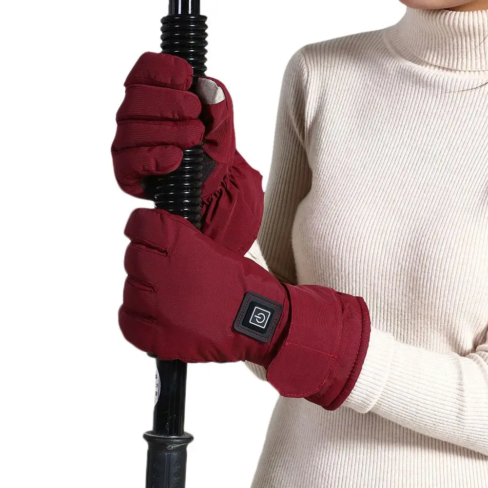Зимние USB грелка для рук Велоспорт Мотоцикл Велосипед лыжные перчатки электрические теплые перчатки батарея перчатки с подогревом и подзарядкой для женщин