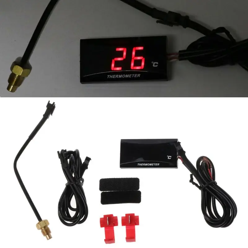 12V Motorcycle Scooter Blue LCD Digital Thermometer Water Temp Temperature Gauge 