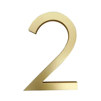

102mm Floating House Number Sign Golden Modern Building Signage Outdoor Huisnummer Numeros Casa Door Numbers Address Plate#2