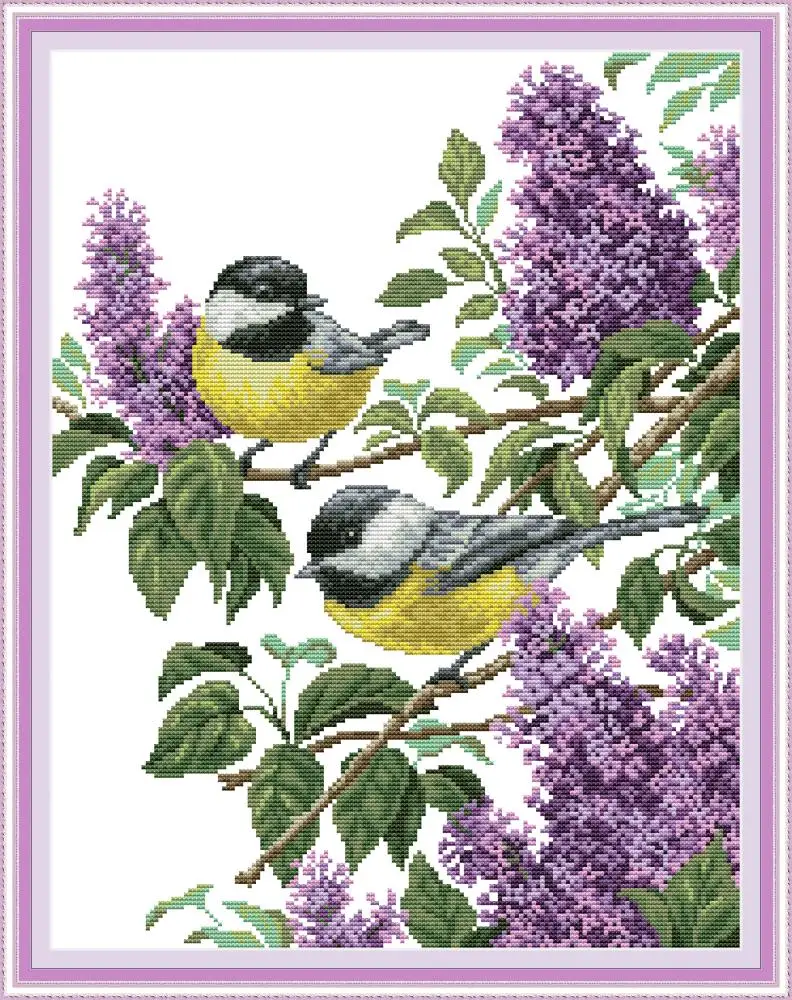

Two birds 3 cross stitch kit aida 14ct 11ct count print canvas cross stitches needlework embroidery DIY handmade
