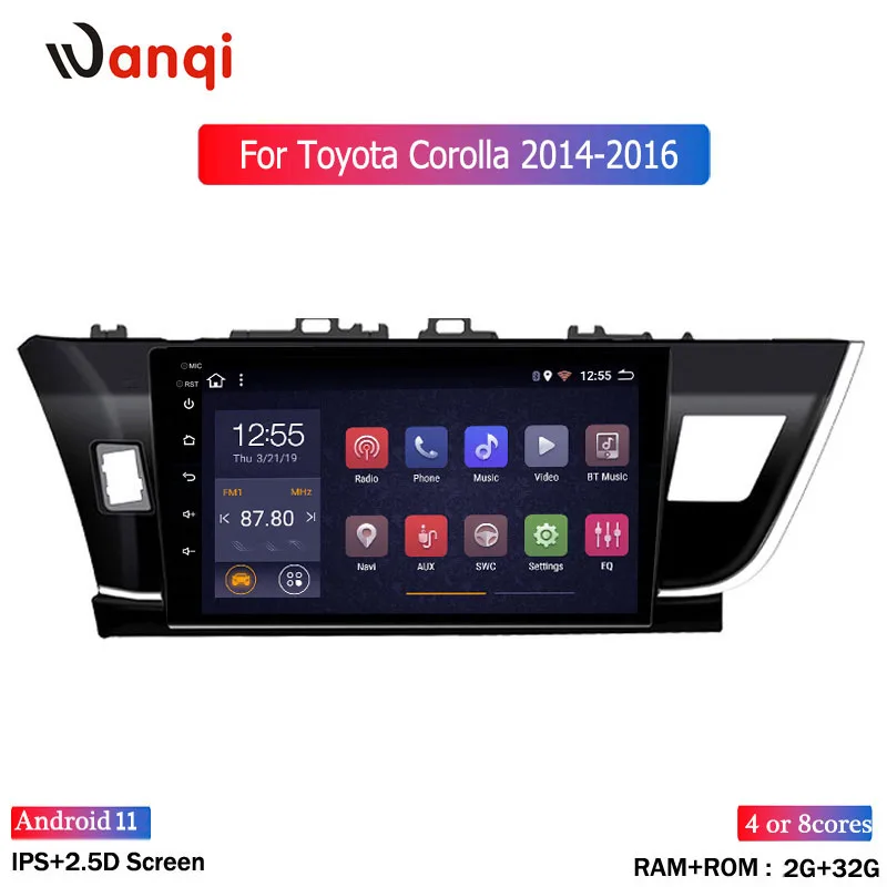 Автомобильный радиоприемник Wan qi 10 1 дюйма GPS-навигация Android 11 для Toyota Corolla Altis 2014-2016