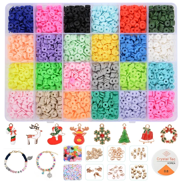 6MM Clay Beads Set Various Styles Colored Flat Chip Clay Beads Kit