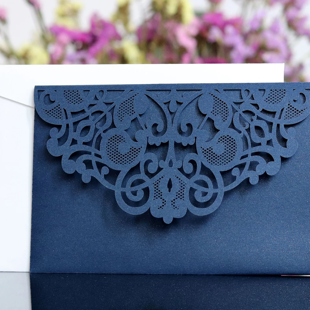 10pcs Wedding Invitations Lace Pattern Cards Laser Cut Paper Cards Announcement Greeting Postcards  - 4.00044E+12