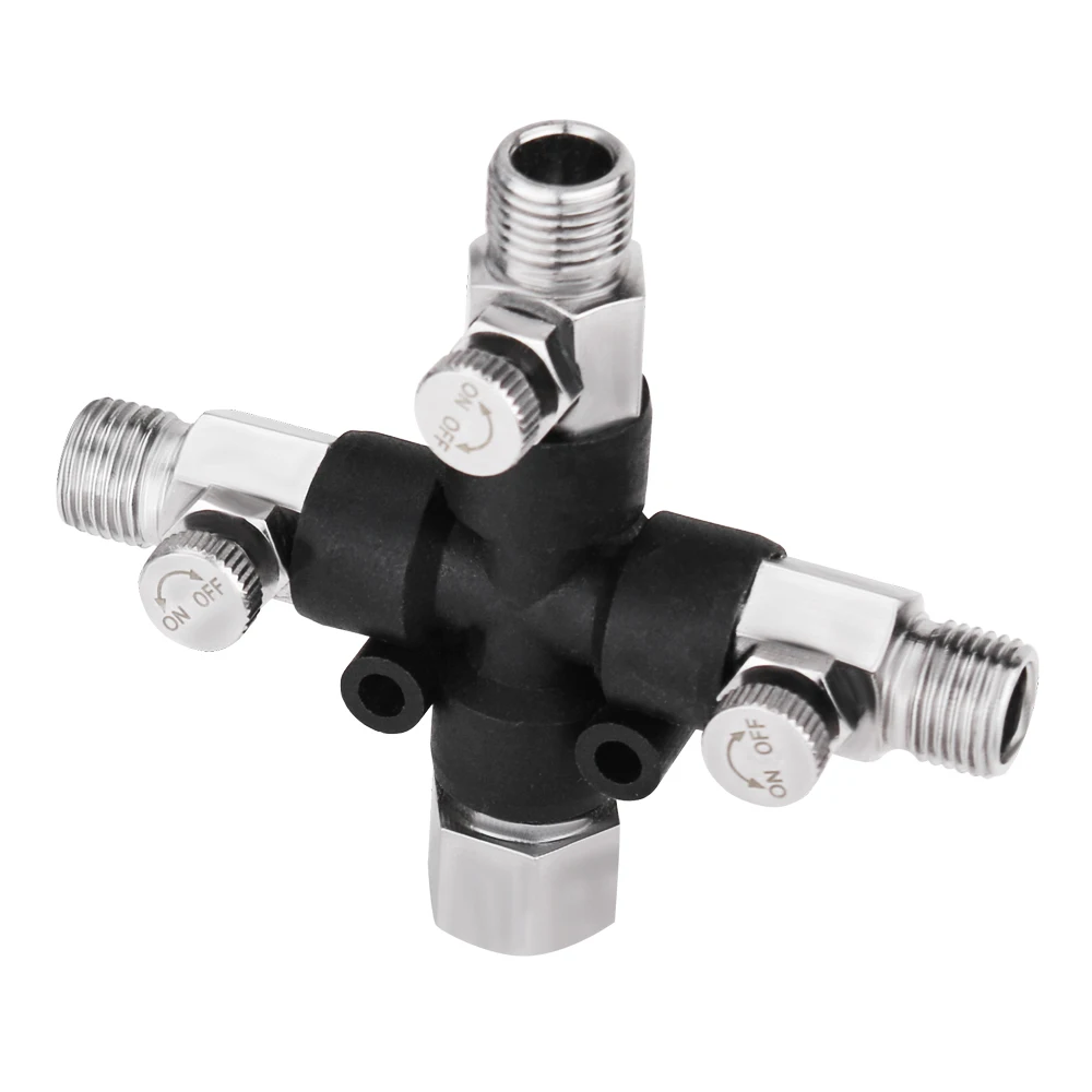 3-Way Airbrush Air Hose Adapters Splitter Manifold Airbrush Accessories Multi Use Airbrush Fittings 1/8" with Adjust Knob Valve 2