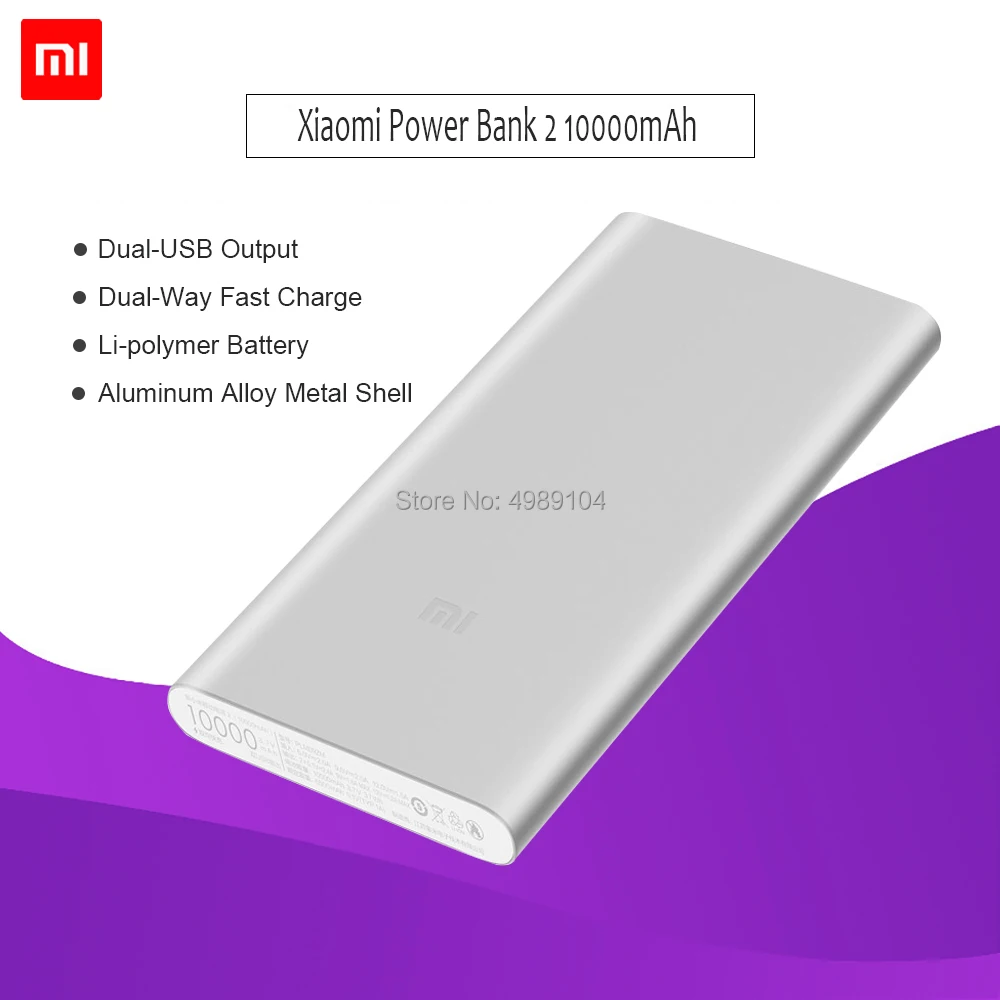

Xiaomi 10000mAh Power Bank QC3.0 Dual USB Output Portable External Battery for iPhone QC2.0 Type-C 2-way Quick Charge for xiaomi