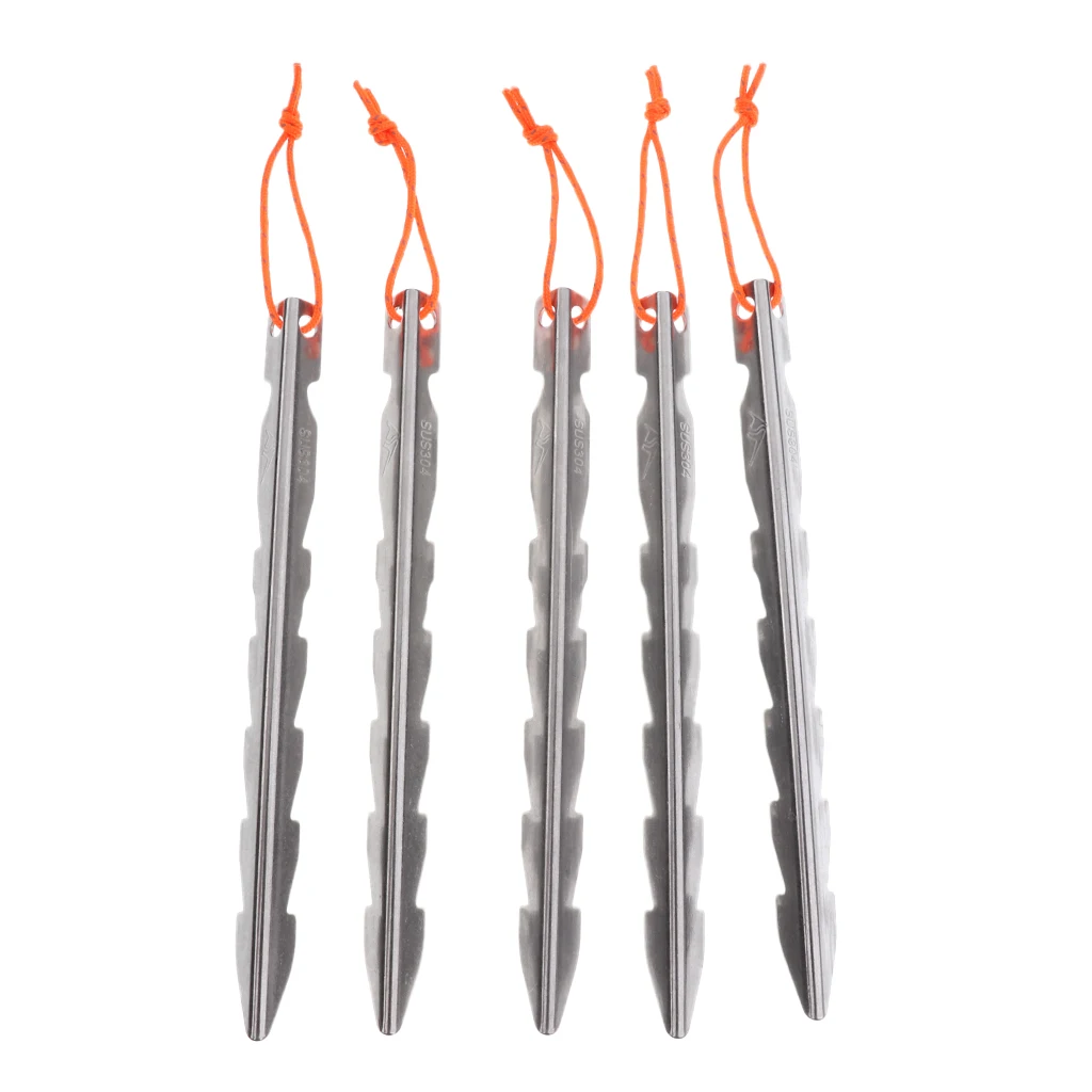 

5 Pieces Outdoor Tent Stakes Pegs Triangular V Shape for Camping Trip Gardening