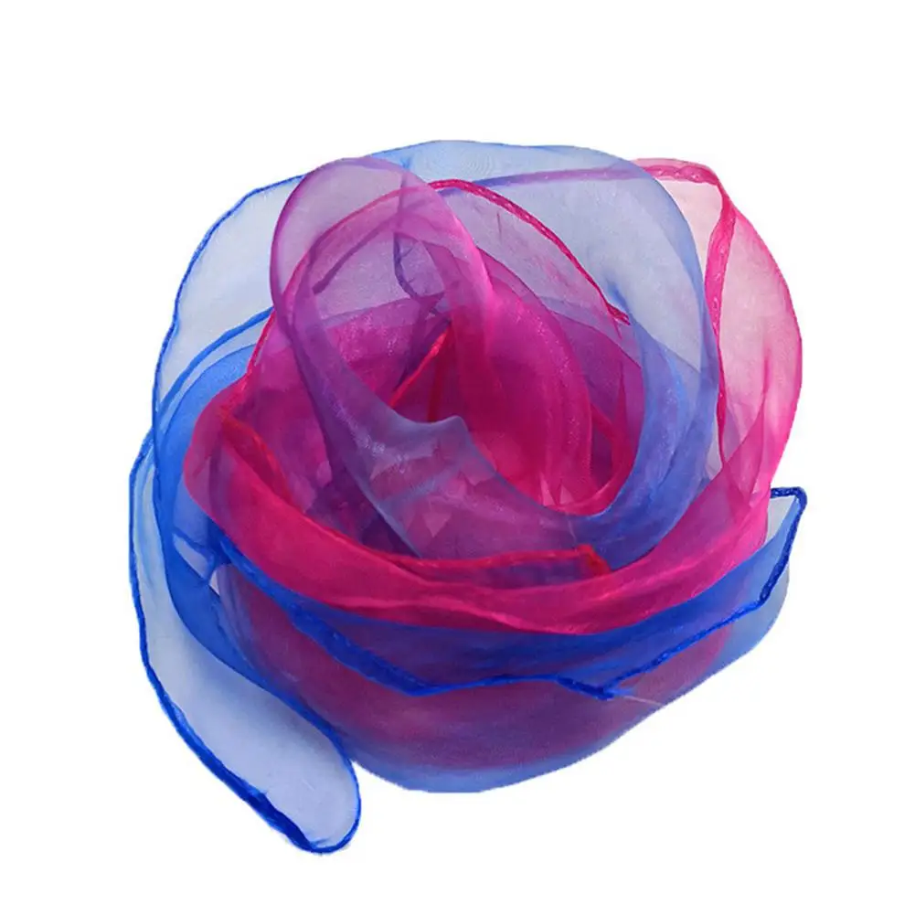 Небесно-голубой HiMISS 20 Pieces Solid Color Gradient Color Silk Scarf Dancing Performance Dedicated Colorful Shawl Square Scarf - Цвет: Небесно-голубой